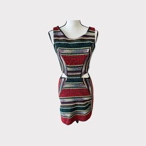 Brazilian Multi Color Sleeveless Dress with side cut outs Size M